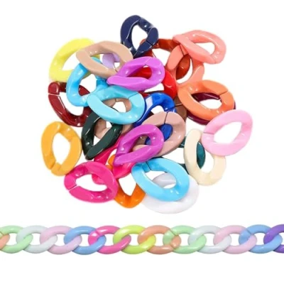 Imagen de SKYPRO 100 anillos de cadena plástico acrílico colores mixtos para collares bricolaje, bolsa teléfono, joyería, accesorios decorativos