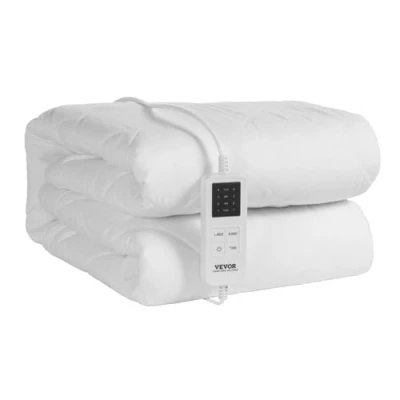 Imagen de VEVOR Funda de Colchón Eléctrica Calefactable, con 4 Niveles Temperatura, Temporizador 12 Horas, Apagado Automático 8 Bolsillo Elástico Profundo en Todo el Contorno, 1500 x 1600 mm