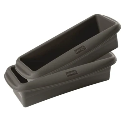 Imagen de Lurch 585038 FlexiForm Juego de 2 moldes para pan (2 unidades, silicona platino, 100% libre BPA, dimensiones interiores 20 x 6 cm), color negro