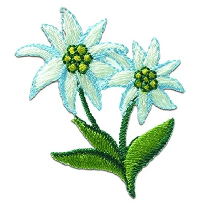Imagen de Edelweiss Flor Niños Verde 5,3X4Cm Parches Termoadhesivos Bordados Aplique Para Ropa, Tamaño: 5,3 x 4 cm
