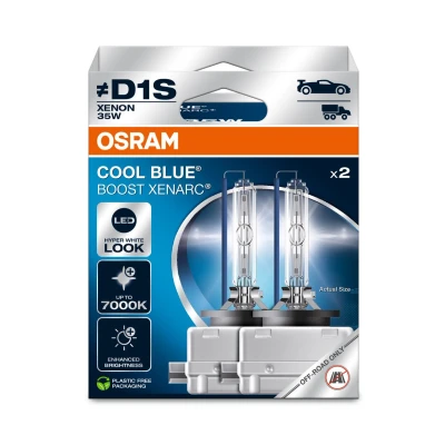 Imagen de OSRAM XENARC Cool Blue Boost, D1S, lámparas de faros delanteros xenón, 7000 K, caja plegable colgante (2 lámparas), solo para uso todoterreno