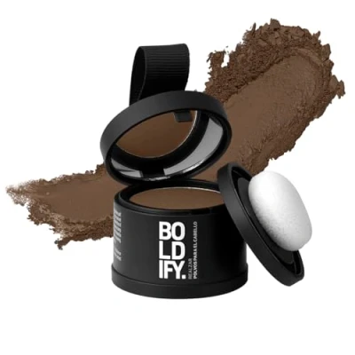 Imagen de BOLDIFY Polvos Retoca Raíces Cubre Canas Mujer y Hombre 48 Horas Volumen Pelo Polvo Capilar Oculta Instantáneamente la Pérdida de Cabello, No Mancha (Castaño claro)