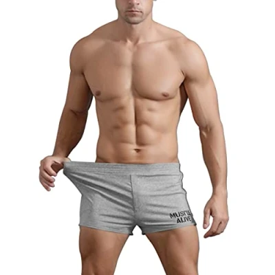 Imagen de Muscle Alive Hombres Gimnasio Culturismo Rutina de Ejercicio Men Pantalones Cortos Algodón Style A Gris, 3 Inseam Thin Fabric Without Pockets L