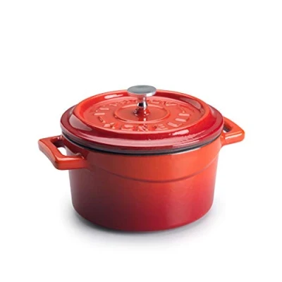 Imagen de Pentole Agnelli Slowcook Mini Cacerola Redonda con Dos Asas de Hierro Fundido, diámetro 10 cm, Color Negro Brillante Rojo, 0.36 litros, Rosso