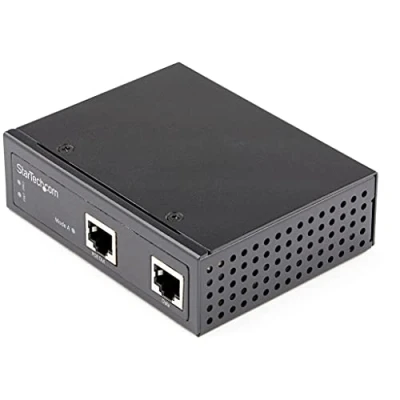 Imagen de StarTech.com Inyector Industrial PoE Gigabit 30W 802.3at PoE+ de 48 a 56V DC Montaje en Riel DIN 40 75C (POEINJ1G30W)