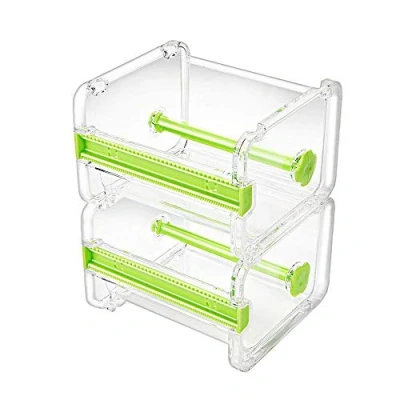 Imagen de molshine Paquete de 2 dispensadores cinta adhesiva Washi transparente escritorio visible transparente, cortador cinta, soporte en rollo (no incluye adhesiva) (Verde)