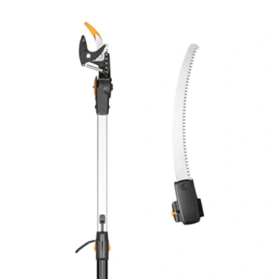 Imagen de Fiskars Set de pértigas corte, Podadora telescópica Bypass, Hoja acero/Mango aluminio, 2,4 4 m, UPX86 y Adaptador sierra para árboles acero endurecido, 46 cm, 1023634