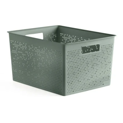 Imagen de Tatay Caja Organizadora Rectangular 20L Bohol, de Polipropileno, Libre BPA, Plástico 100% Reciclado. Verde. Medidas 30 x 39 21,5 cm