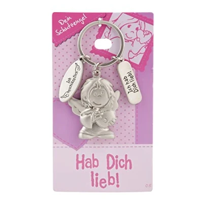 Imagen de Depesche 7518 008 Ángel de la guarda llavero metal, amuleto suerte con ángel, y mensaje cariñoso, para regalar a familiares, amigos conocidos