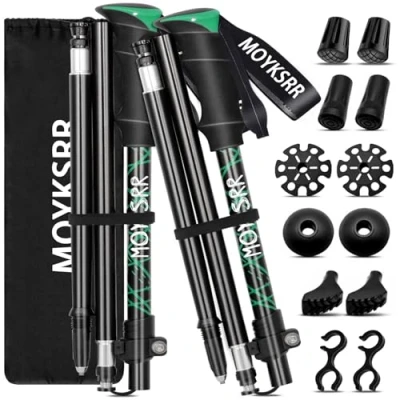 Imagen de MOYKSRR Bastones de Senderismo Trekking Plegables, 2pcs Marcha Nordica Ajustar la Longitud 108 135CM, Carbono e Alluminio,Caminar, Montaña, Trail Viaje