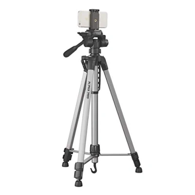 Imagen de Cullmann 52126 Trípode Alpha 2500 BT móvil con Soporte para Smartphone y Disparador Bluetooth (Altura de extensión 165 cm, Cabezal 3 vías, Carga máxima 2,5 kg, Peso 1258 g), Negro, plata