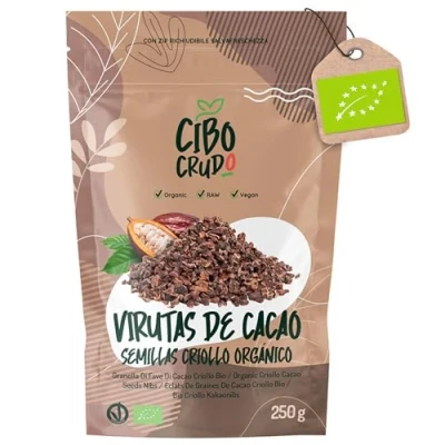 Imagen de Nibs de Cacao Puro Ecologico 250g. Semillas Granos Criollo Natural y Puro. Puntas o en Grano. Organic Raw Nibs. Cocoa