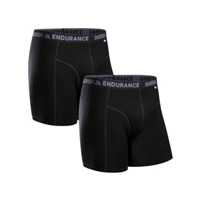 Imagen de DANISH ENDURANCE Calzoncillos Hombre de Lana Merino, Ropa Interior Térmica, Bóxers Deportivos Negro 2 Pack XL