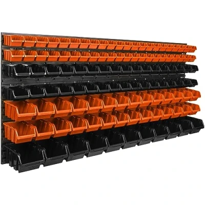 Imagen de 17 unidades Sistema de almacenamiento pared 173 x 78 cm, cajas apilables, almacenamiento, extrafuertes