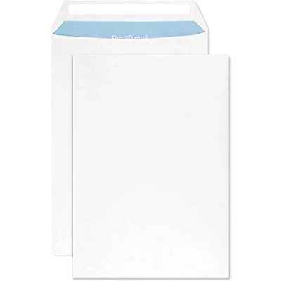 Imagen de Netuno 50x sobres blancos DIN B5 176x250mm 90g Promail con impresión interior azul solapa recta autoadhesiva sin ventana comerciales postales para documentos correspondencia comercial facturas