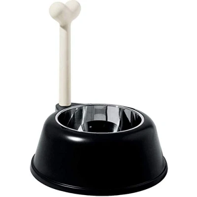 Imagen de Alessi Lupita AMMI02 B Comedero para Perros de Diseño en Polipropileno y Acero Inoxidable 18/10, Negro