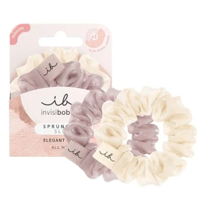 Imagen de invisibobble Scrunchie Slim Hairiffic Juego de 2 gomas para el pelo con espirales delgadas, cuida cabello, peinados elegantes