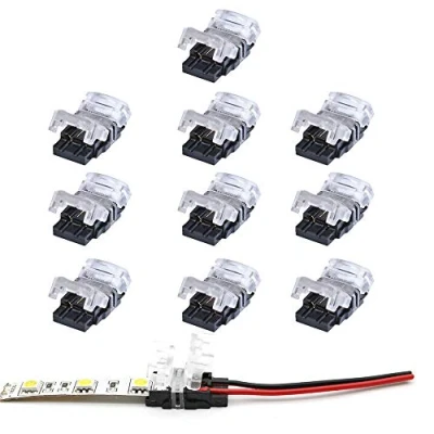 Imagen de VIPMOON 10pcs Conectores Tiras Led 2 pin 10mm para SMD 5050 Conector Tira Luz de Ancho sin Soldadura Pines Luces Monocolor Impermeable Rápido