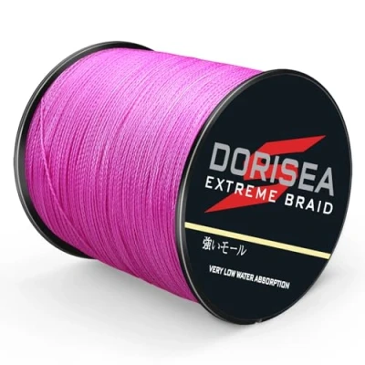 Imagen de DORISEA Extreme Traid 100% PE Trenzado línea de Pesca 6 300 Libras Alambre Prueba 100 m/109 Yardas Cuerda Pesca, Resistente a la abrasión(Rosa, Libras/1.0 mm (8Strands))