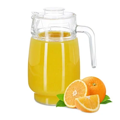 Imagen de Relaxdays Jarra de cristal con tapa, Mango ergonómico, Apto para lavavajillas, 1,3 L, Transparente