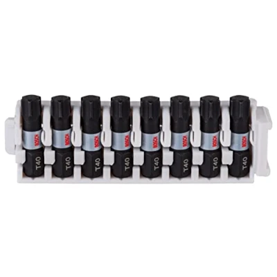 Imagen de Bosch Professional 8 uds. Punta de Atornillar Torx (Impact Control, T40 Bits, Longitud 25mm, Pick and Click, Accesorio Atornilladores Impacto)