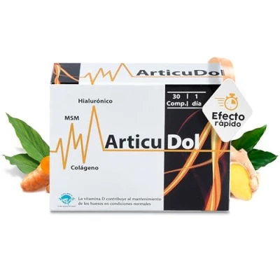 Imagen de Glucosamina con Condroitina, Colágeno, Calcio, MSM, Harpagofito, Ácido Hialurónico, Jengibre, Cúcuma y Vitamina D Articulaciones suplemento, ligamento, rodilla, antiinflamatorio Articudol