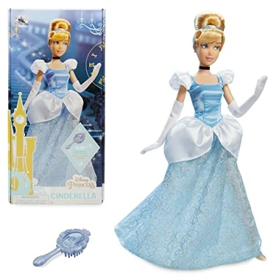 Imagen de Disney Store muñeca clásica de La Cenicienta, Altura: 29 cm, Completamente articulada, Incluye Zapatos, Guantes Largos, Gargantilla y un Cepillo, para Mayores 3 años