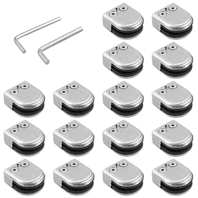Imagen de Proster Abrazaderas de Vidrio 9 10mm 16 PCS Clip Acero Inoxidable 304 Cepillado Soporte Ajustable Base Plana para Escalera Barandilla
