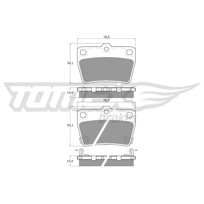 Imagen de TOMEX brakes TX 13 86 Juego de pastillas freno Eje trasero con avisador acústico desgaste TOYOTA: RAV4 II SUV, I SUV
