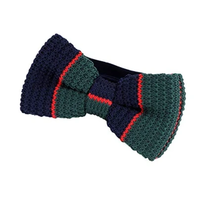 Imagen de DonDon pajarita de punto combinada para hombres y con la longitud ajustable 11 x 6 cm color verde rayado