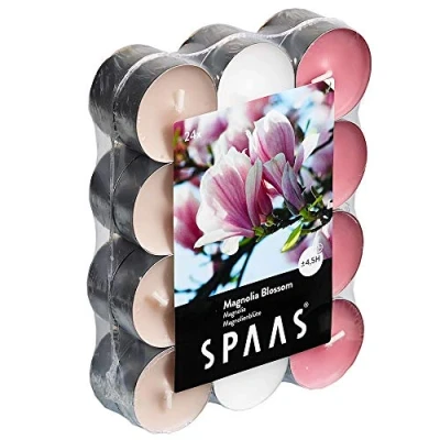 Imagen de Spaas 0338331.999 24 Velas aromáticas de Colores Surtidos, ± 4,5 Horas Magnolia Blossom, Cera parafina, Aluminio Taza, Rosa Envejecida, D 39 mm x H 16