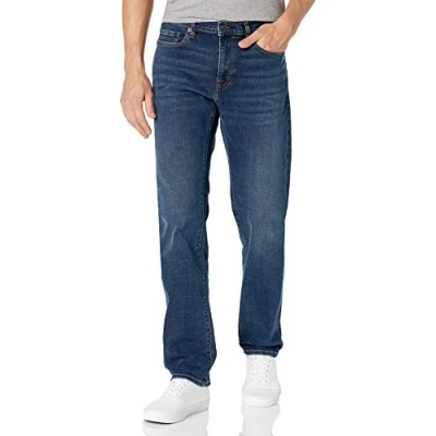 Imagen de Amazon Essentials Pantalón Vaquero Elástico de Ajuste Recto Hombre, Azul Oscuro Vintage, 33W / 28L