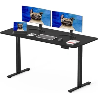 Imagen de SANODESK Escritorio Elevable Eléctrico 100 x 60 cm con Tablero Entero de Altura Ajustable 4 preajustes Memoria Panel Inteligente y Ganchos(Negro)