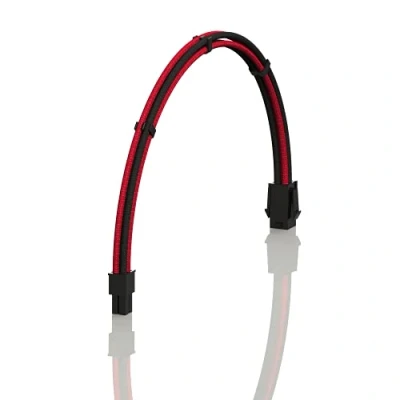Imagen de LINKUP AVA 30cm 4 Pines CPU ATX Placa Base PSU Fuente de Alimentación Cable Extensión PC Personalizado con Mangas Trenzadas Peines┃Un Solo Paquete┃300mm Rojo Negro