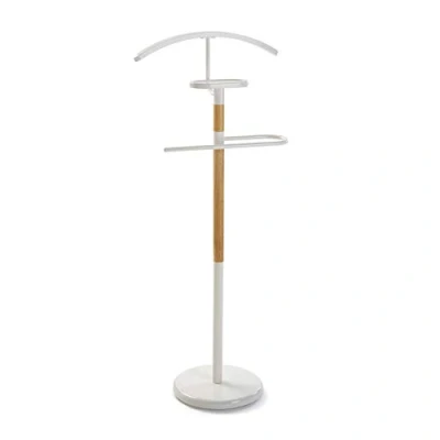 Imagen de Versa Holstebro Galán de Noche Moderno Multifuncional con 2 Perchas o Colgadores para Ropa Hombre Mujer, Medidas (Al x L An) 112 28,8 46,5 cm, Metal y Madera, Color Blanco