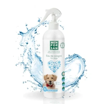 Imagen de MENFORSAN Agua de colonia para perros Talco Aroma intenso y refrescante Efecto desodorante NO irritan la Piel Ph Neutro 500 ml