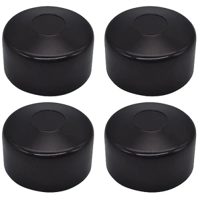 Imagen de SKIR&#039;CO 4 tapas redondas de plástico negro 60 mm para postes valla redondos, cubiertas valla, color RAL 9005