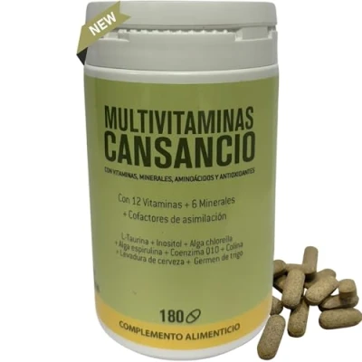 Imagen de DIETÉTICA EUROPEA vitaminas para el cansancio multivitaminas hombre mujer con ENERGIA A B C D E complejo vitaminico completo multivitaminico Hecho en España