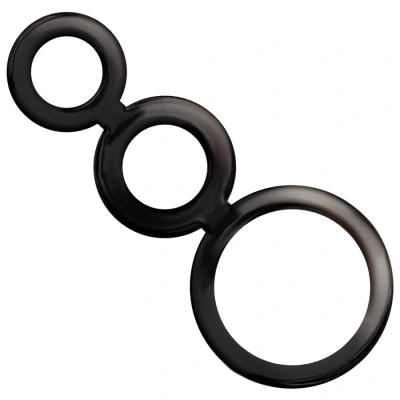 Imagen de Vibrador Set anillos pene y testículos color negro de Adicted Toys