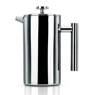 Imagen de INTIRILIFE Cafetera de Prensa Francesa 1L en Plata Sistema Acero Inoxidable con Filtro Jarra Émbolo Infusor Espresso