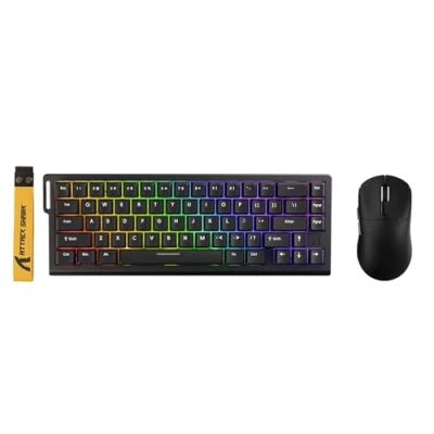 Imagen de ATTACK SHARK X68 HE Teclado Magnético con Cable X3 Ratón Gaming Inalámbrico Combo, de Activación Rápida 8000Hz, Precisión RT 0.01mm, SUPERLIGERO 49g, PAW3395, 26000 DPI Negro