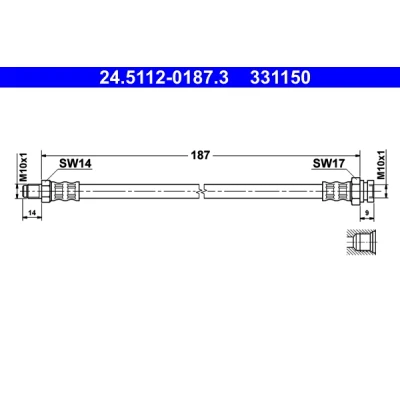 Imagen de ATE 24.5112 0187.3 Latiguillos de Freno 187 M10x1 FIAT: BRAVO 2