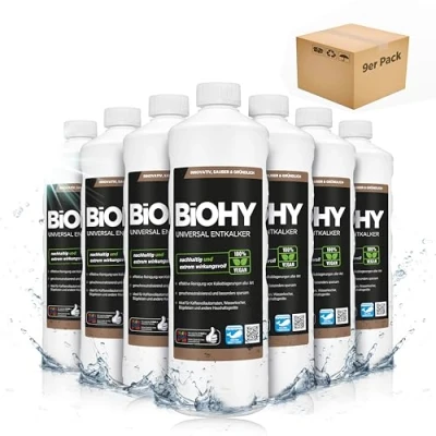 Imagen de BiOHY Descalcificador universal (9 botellas de 1 litro) Universeel concentraat voor alle huishoudelijke apparaten Compatibel met koffiemachines en espressomachines (Entkalker)