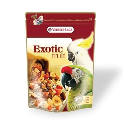 Imagen de Versele Laga Prestige Premium Mezcla de Frutas Exóticas para Loros Paquete Doble 2 x 600 g Delicia con Semillas, Cereales y Contiene Papaya, piña albaricoques