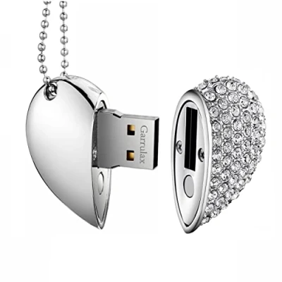 Imagen de GARRULAX Memoria USB 3.0 de alta velocidad con forma corazón diamante 32 GB (plata)