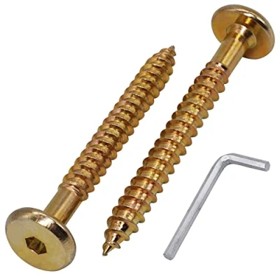Imagen de SKIR&#039;CO (10 uds) tornillos de conector madera chapados en zinc amarillo 6,5 x 60 mm, muebles, cabeza plana