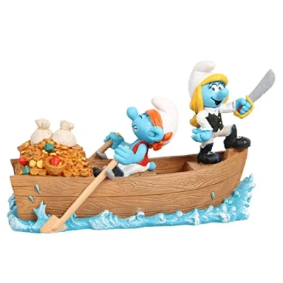 Imagen de Aquadella, Figura Pitufos Piratas 18,7 x 8,2 10,8 cm, Muy Detallada y Fabricada en Resina de poliéster, no tóxico pH Neutro, para acuarios Agua Dulce Salada
