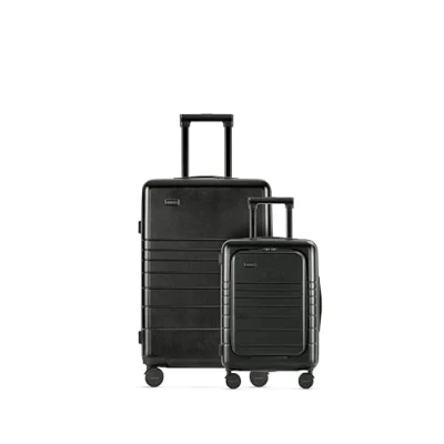 Imagen de ETERNITIVE Juego de 2 Maletas Pequeña y Grande Rígidas Viaje Policarbonato &amp; ABS Tamaño: 54 74 cm con Cerradura TSA Ruedas 360 Equipaje Mano 33L 98L Negro