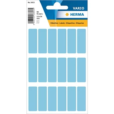 Imagen de HERMA 3653 etiquetas multiusos, 90 unidades, 12 x 34 mm, 18 por hoja, autoadhesivas, para el hogar etiquetar calendarios, planificadores, manualidades, papel en blanco, mate,