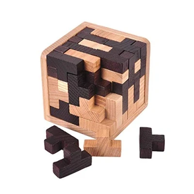 Imagen de Gobus 54 Piezas en Forma de T Combinaciones Bloques construcción 3D Juguete Educativo Madera Rompecabezas Blanco y Negro para niños Adultos